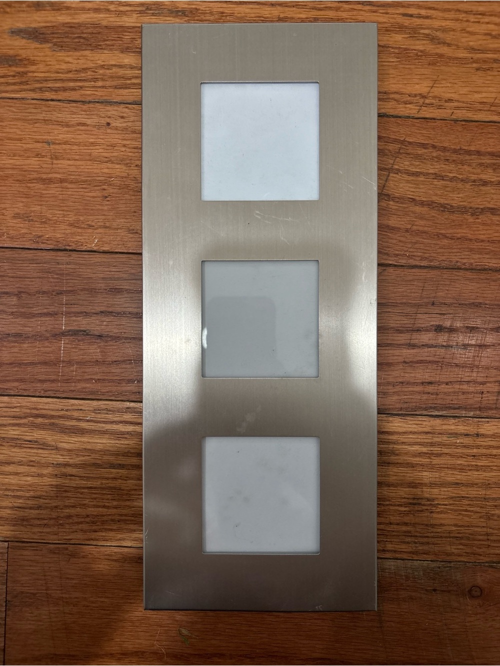 Brushed Metal Triple Square Photo Frame - Silver